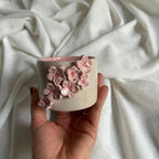 Handmade Cream and Pink Sakura Ceramic Tumbler 160 ml