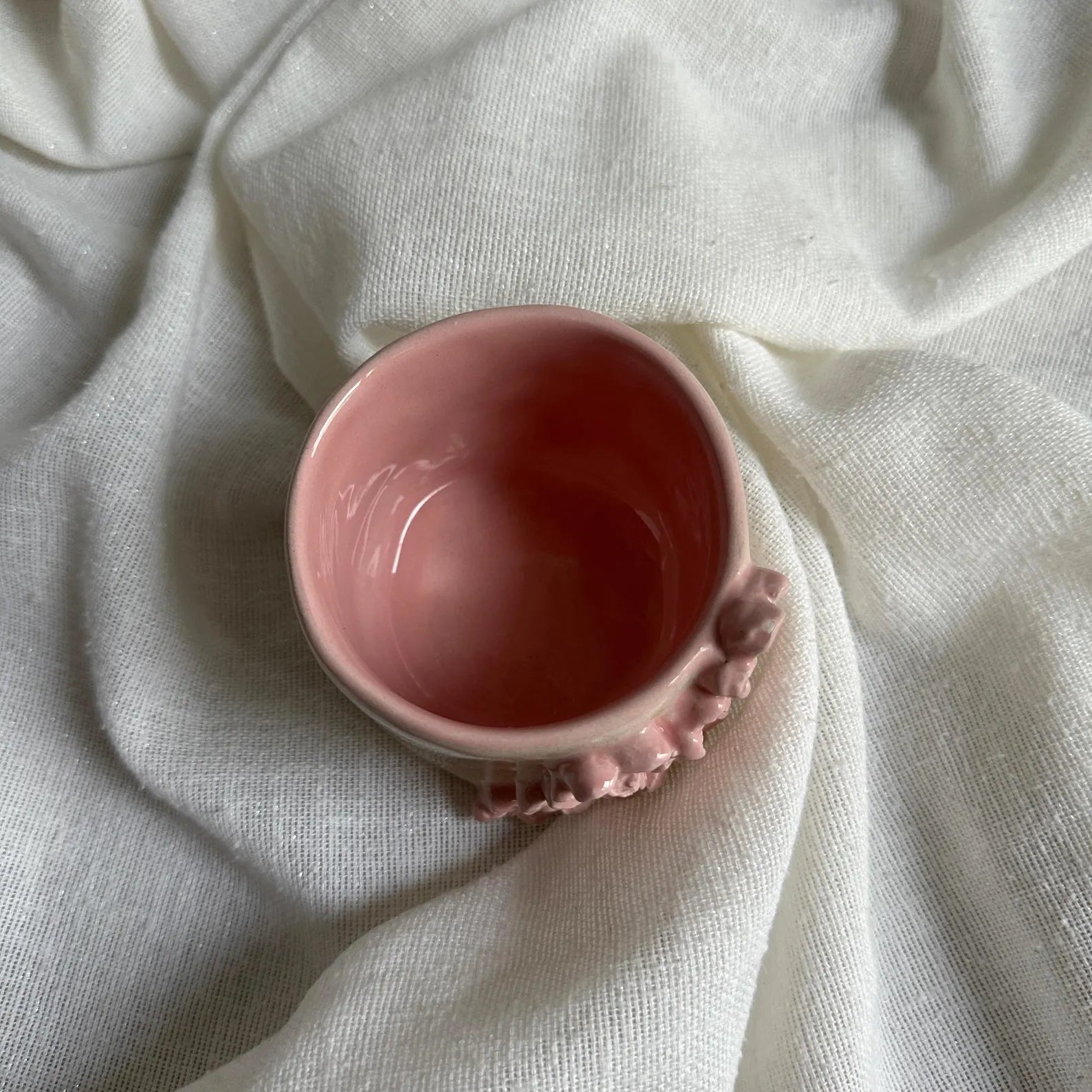 Handmade Cream and Pink Sakura Ceramic Tumbler 160 ml