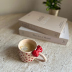 Handmade Red Polka Dot Ceramic Mug with Bow 200 ml Valentine’s Day Gift