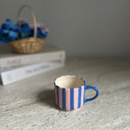 Handmade Pink and Violet Striped Ceramic Mug 150 ml