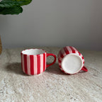 Handmade Pink and Red Striped Ceramic Mug 150 ml