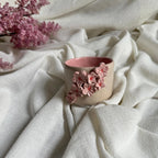 Handmade Cream and Pink Sakura Ceramic Tumbler 160 ml