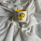 Handmade White and Yellow Daisy Ceramic Tumbler 160 ml