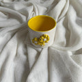 Handmade White and Yellow Daisy Ceramic Tumbler 160 ml