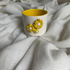Handmade White and Yellow Daisy Ceramic Tumbler 160 ml