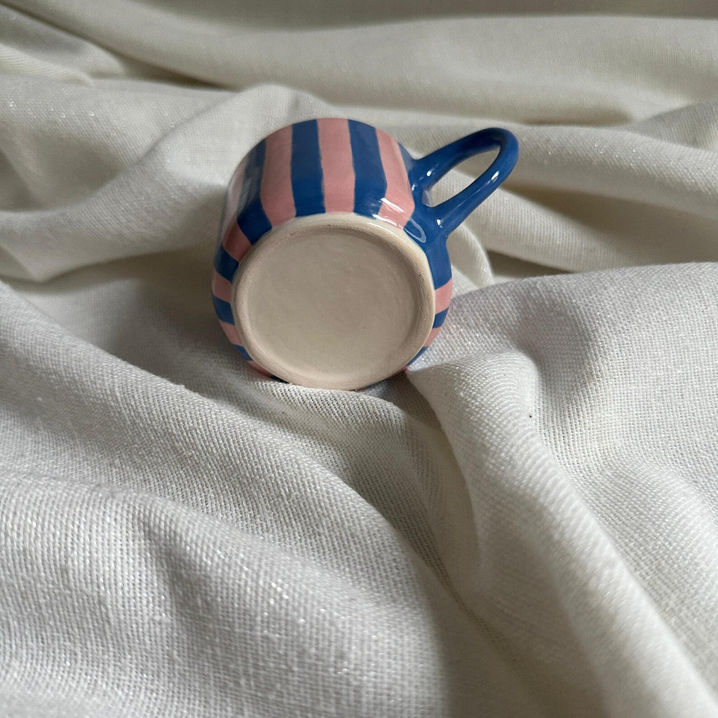 Handmade Pink and Violet Striped Ceramic Mug 150 ml