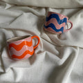 Handmade Pink and Orange Wave Ceramic Mug 150 ml