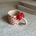 Handmade Red Polka Dot Ceramic Mug with Bow 200 ml Valentine’s Day Gift