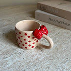 Handmade Red Polka Dot Ceramic Mug with Bow 200 ml Valentine’s Day Gift