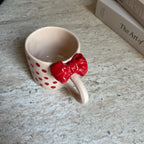 Handmade Red Polka Dot Ceramic Mug with Bow 200 ml Valentine’s Day Gift